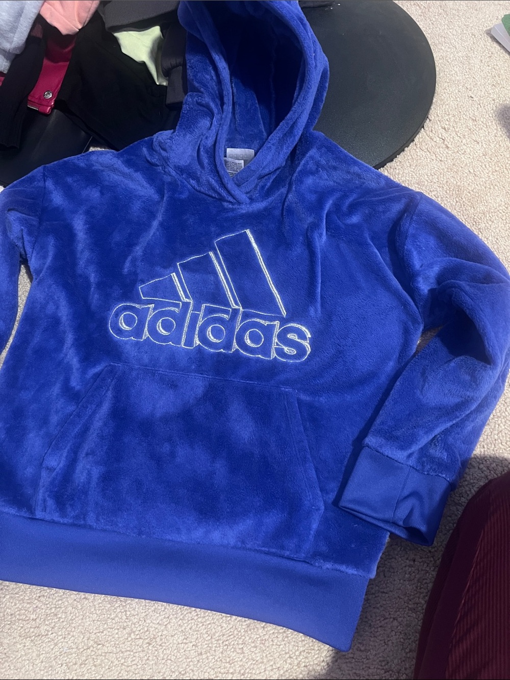 adidas Kids Plush Hoodie - Cobalt Blue with White Logo
